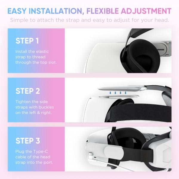 Oculus Quest 2 Head Strap, Elite Strap with Battery for Meta/Oculus Quest 2, Oculus Quest 2 Accessories with 5000mAh Battery for Extra 4-Hour Playtime, Enhanced Support and Comfort, Weight Balance